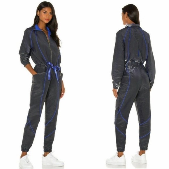 Revolve Jordan NWT Sisterhood Flight Suit in Black & Hyper Royal XS Standard Fit - Picture 2 of 16
